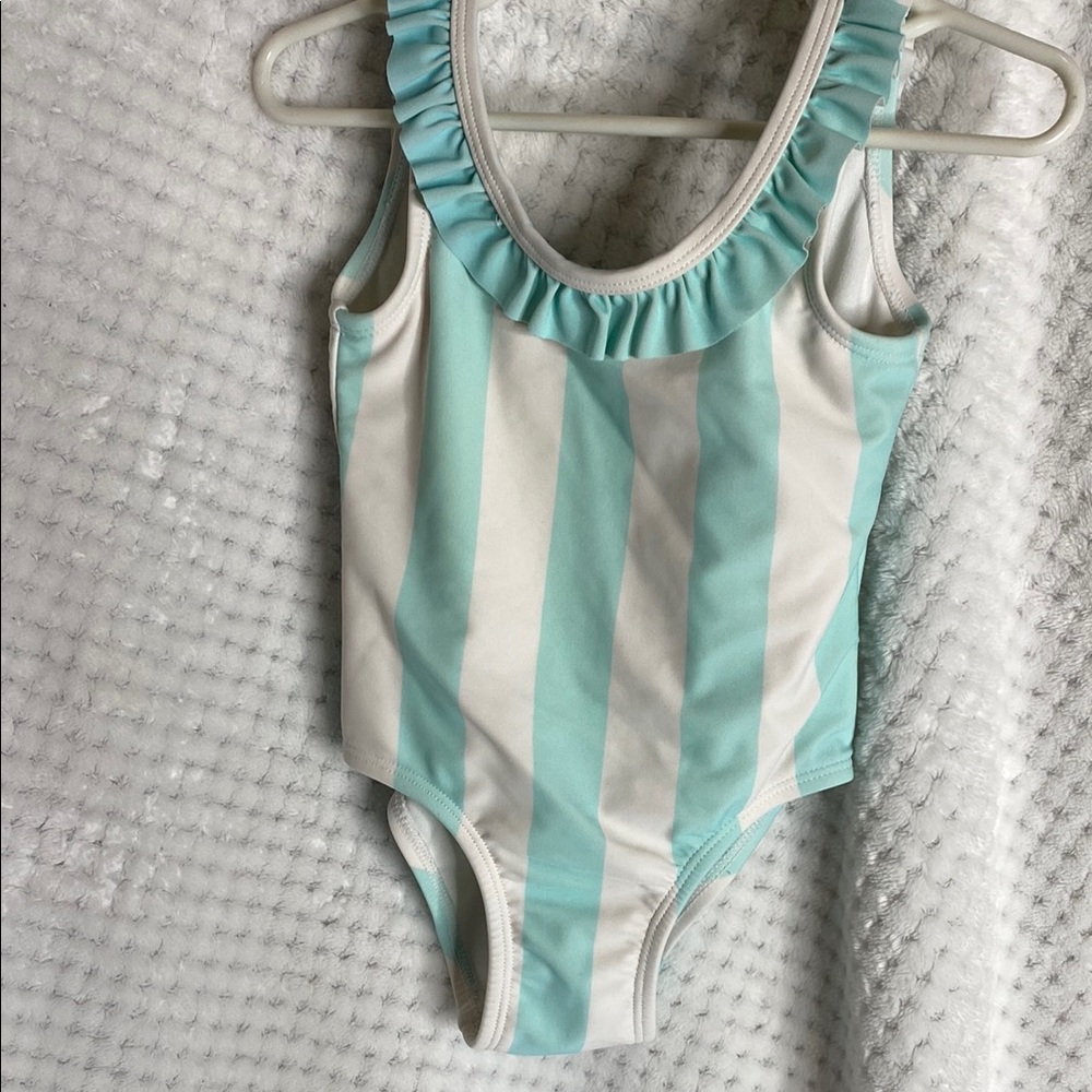 Sugar Coast by Lolli Swim Striped Aqua Blue and White Swimsuit